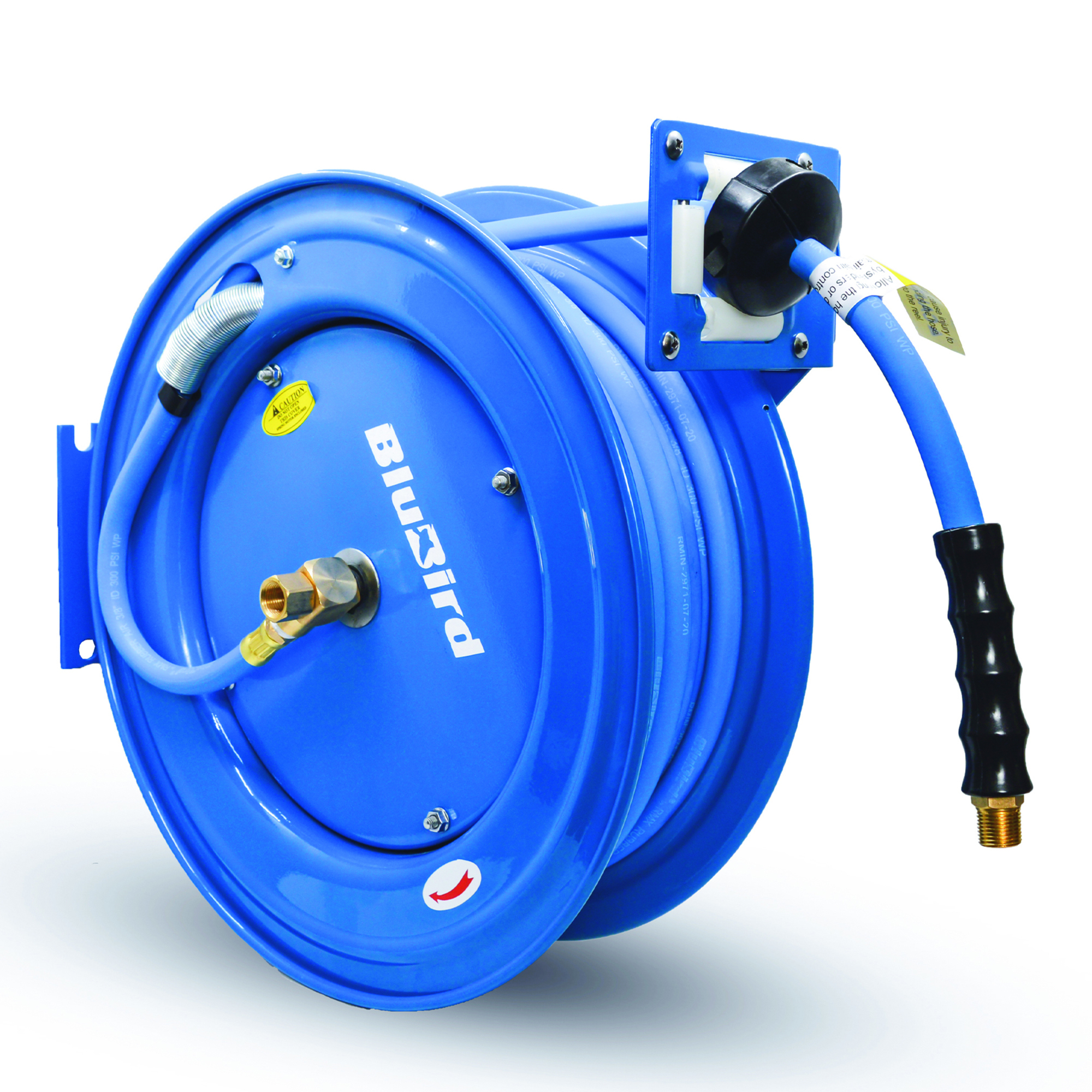 BluBird, Rubber Air Hose Reel HD SA Assembly 3/8in.x50ft., Hose Diameter 3/8 in, Hose Length 50 ft, Model# BBRHD3850